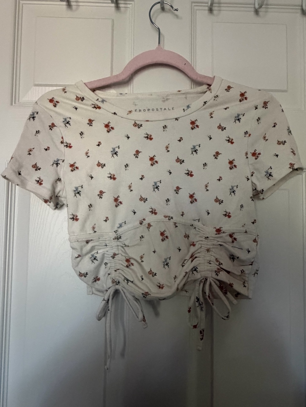 Aeropostale Cinched Floral Crop Top